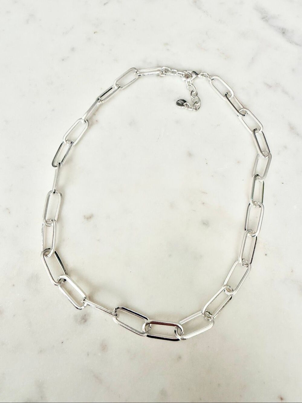 Nordstrom Silver Tone Paperclip Chain Necklace Chunky Link